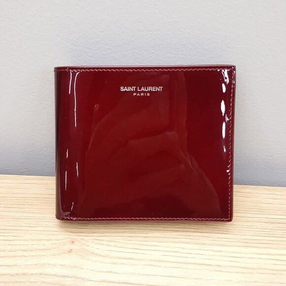 Saint Laurent Other - SAINT LAURENT Billfold Wallet Mens Dark Red Patent Leather East West Bifold